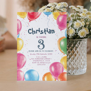Balloons theme Birthday Party Invitation