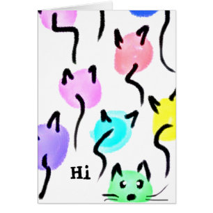 Balloons Whimsical Chat Hi Blank Inside Carte pour
