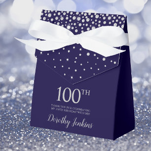 Ballotins 100e anniversaire Marine Blue Sparkly Merci