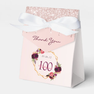 Ballotins 100e anniversaire rose or parties scintillant nom