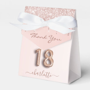 Ballotins 18e anniversaire rose rose gouttes d'or merci