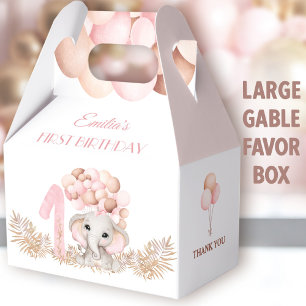 Ballotins 1er Anniversaire Fille Eléphant Ballons roses Gran