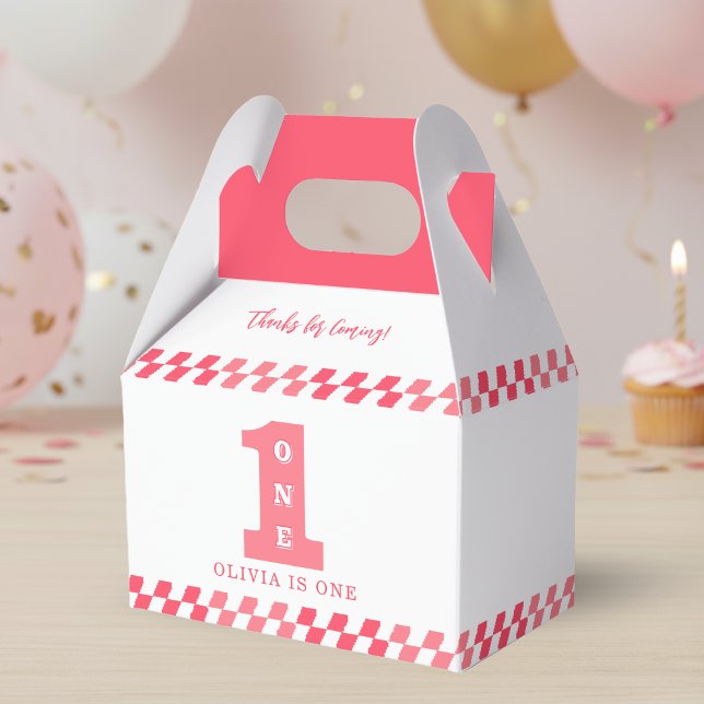Ballotins 1ère fête d'anniversaire Filles rose un (1st Birthday Party Girls Pink One Favor Boxes
)