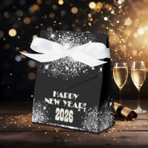 2026 Black Silver Glitter New Year's Eve Party