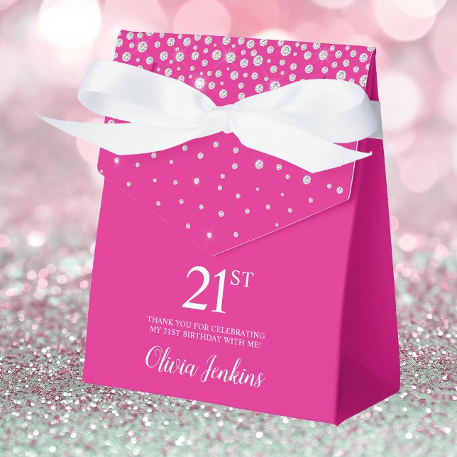 Ballotins 21e Anniversaire Hot Pink Sparkly Merci (Créateur téléchargé)