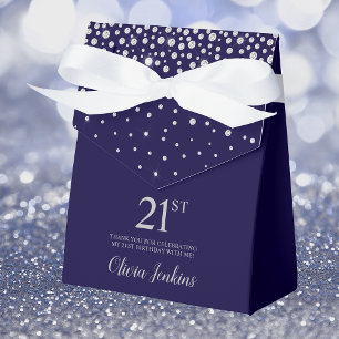 Ballotins 21e anniversaire Marine Blue Sparkly Merci