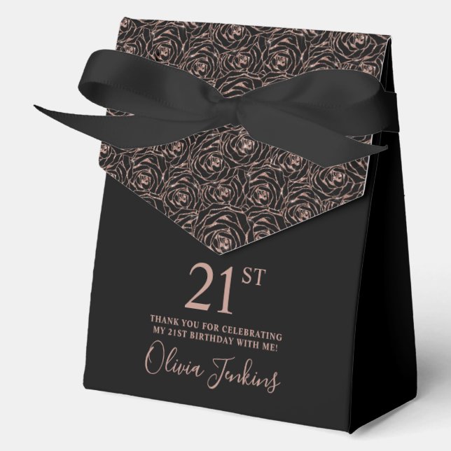 Ballotins 21st Birthday Rose Gold Glitter Roses Thank You  (Recto)