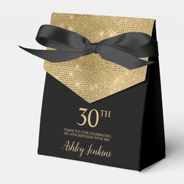 Ballotins 30th Birthday Gold Thank You Favor Box (Verso)
