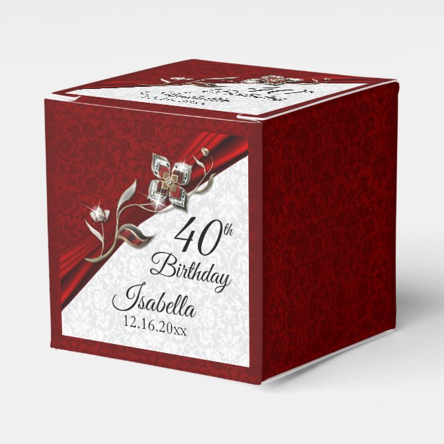 Ballotins 40e anniversaire de naissance floral rubis (Verso)