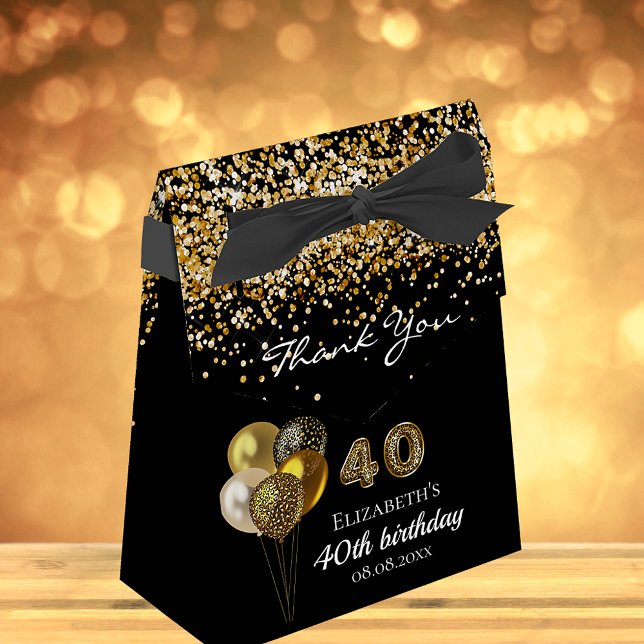 Ballotins 40e anniversaire parties scintillant d'or noir léo (Créateur téléchargé)