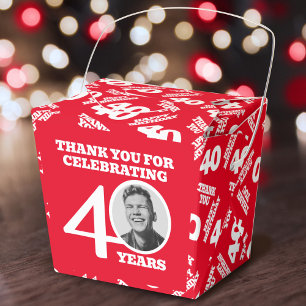 Ballotins 40e anniversaire photo personnalisée blanc rouge