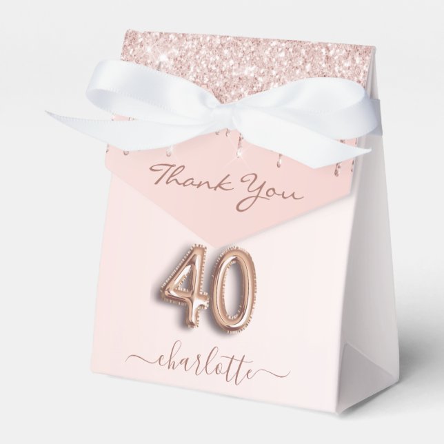 Ballotins 40e anniversaire rose rose or parties scintillant  (Verso)