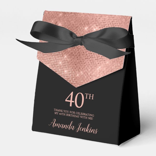 Ballotins 40th Birthday Rose Gold Thank You Favor Box (Verso)