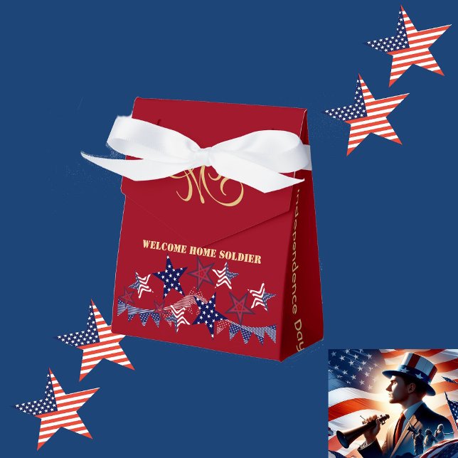 Ballotins 4 juillet Étoiles patriotiques Bienvenue à la mais (4th July Patriotic Stars Welcome Home Soldier Favor Boxes)