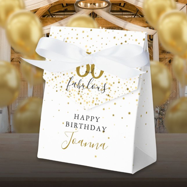 Ballotins 60 et fabuleux Anniversaire Or et noir Elegant (60 and Fabulous Birthday Gold and Black Elegant Favor Boxes)