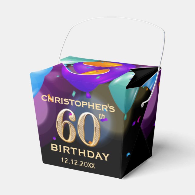 Ballotins 60e fête d'anniversaire Ballons noirs et or (Verso)