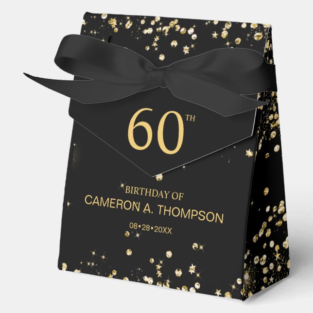 Ballotins 60th Birthday  Black & Gold Confetti Personalized (Recto)