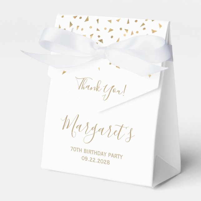 Ballotins 70e Anniversaire Elegant Gold Confetti Blanc (Verso)
