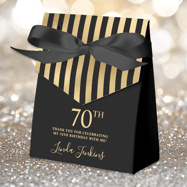 Ballotins 70th Birthday Gold Striped Thank You (Créateur téléchargé)