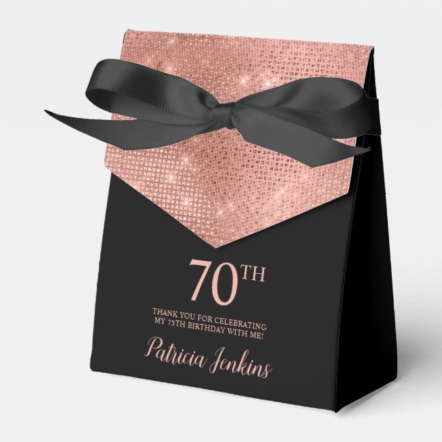 Ballotins 70th Birthday Rose Gold Thank You Favor Box (Verso)