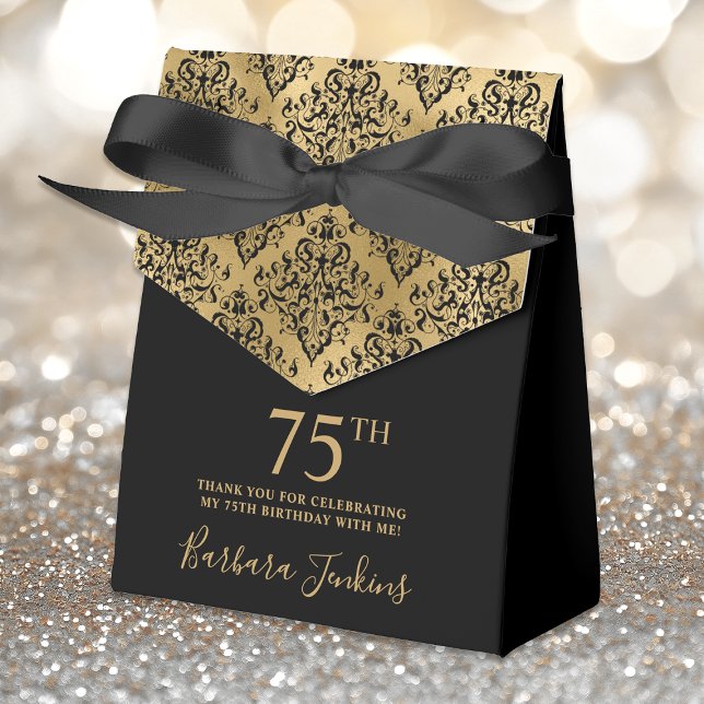 Ballotins 75th Birthday Gold Damask Thank You (Créateur téléchargé)