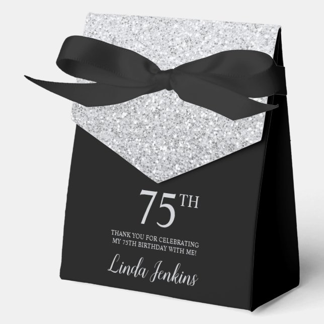 Ballotins 75th Birthday Silver Glitter Thank You (Recto)