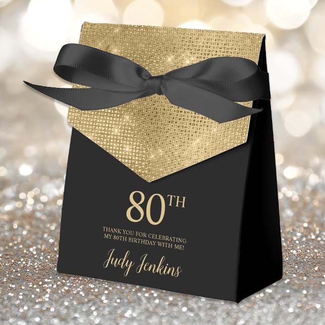 Ballotins 80th Birthday Gold Thank You Favor Box (Créateur téléchargé)