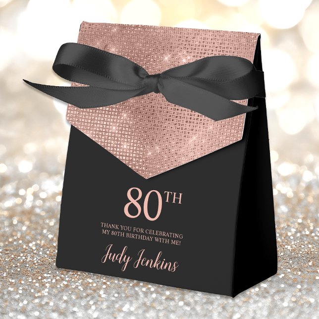 Ballotins 80th Birthday Rose Gold Thank You Favor Box (Créateur téléchargé)
