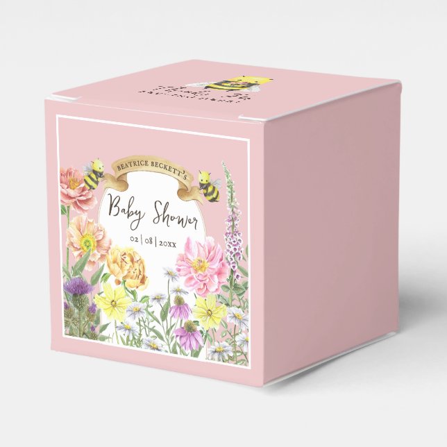 Ballotins Abeille rose mignonne et Baby shower Fleur sauvage (Verso)
