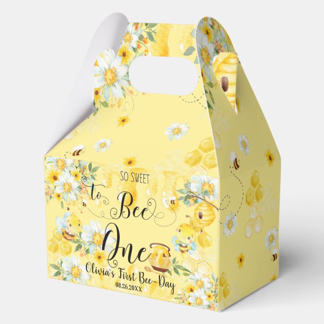 Ballotins Abeilles de miel jaune Floral 1er anniversaire un (Recto)