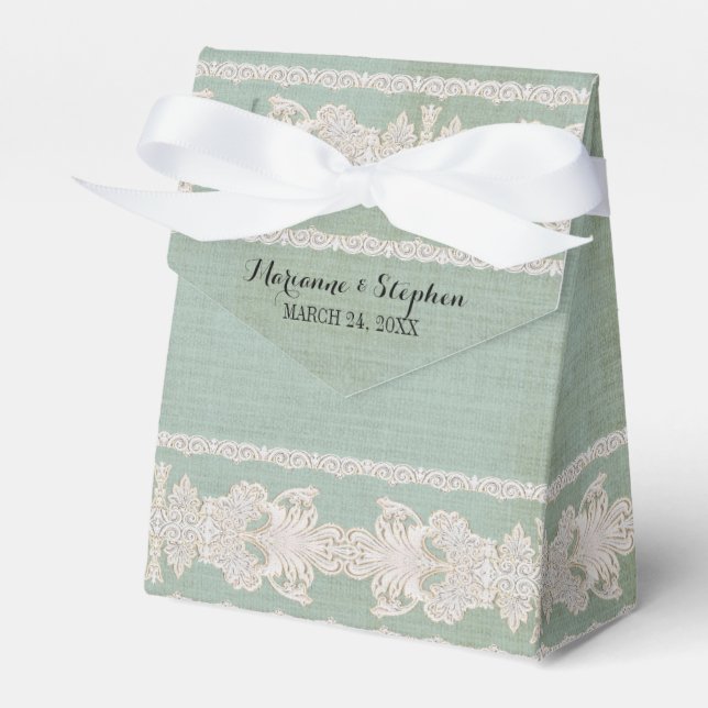 Ballotins Accueil Faveurs dentelle rustique avec linge Vinta (Verso)