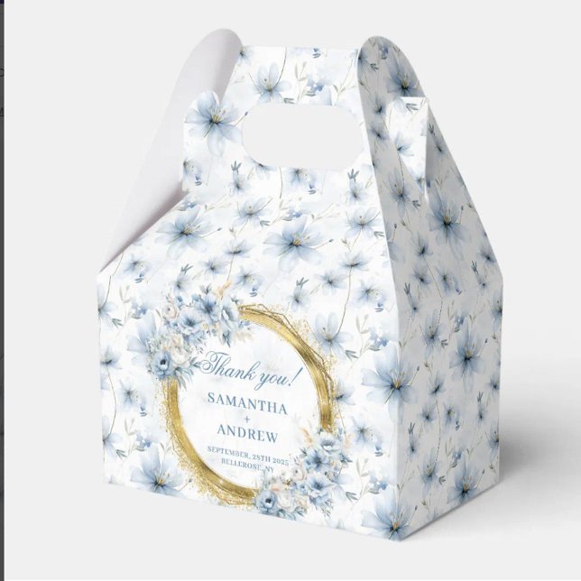 Ballotins Aérosol Stylish Aquarelle Dusty Blue Gold Mariage (Aerial Stylish Watercolor Dusty Blue Gold Wedding Favor Boxes)
