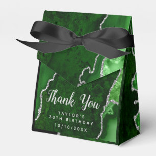 Ballotins Agate vert et argent Anniversaire Merci