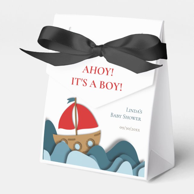 Ballotins Ahoy est un garçon Baby shower Nautical Boy (Verso)
