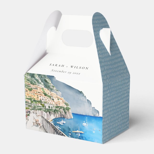 Ballotins Amalfi Coast Italie Aquarelle Mariage Paysage (Verso)