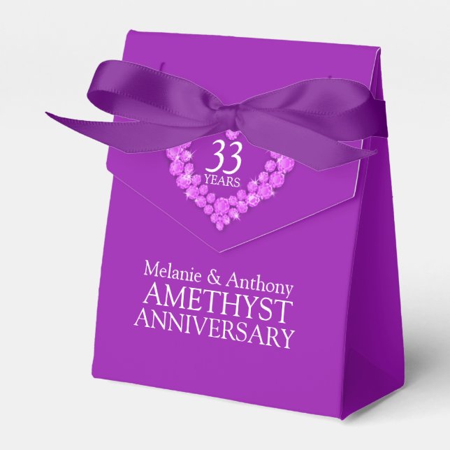 Ballotins Amethyst coeur mariage 33 ans boîte cadeau (Verso)