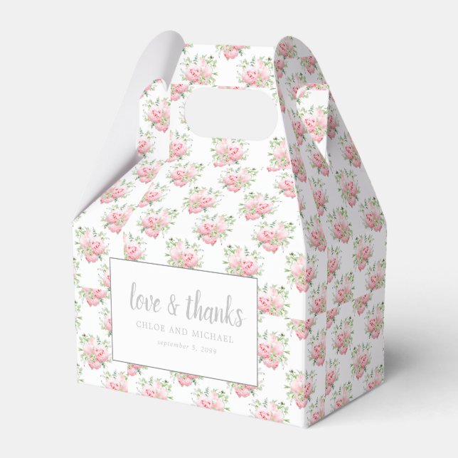 Ballotins Amour et Merci Peony Pink Aquarelle Floral (Verso)