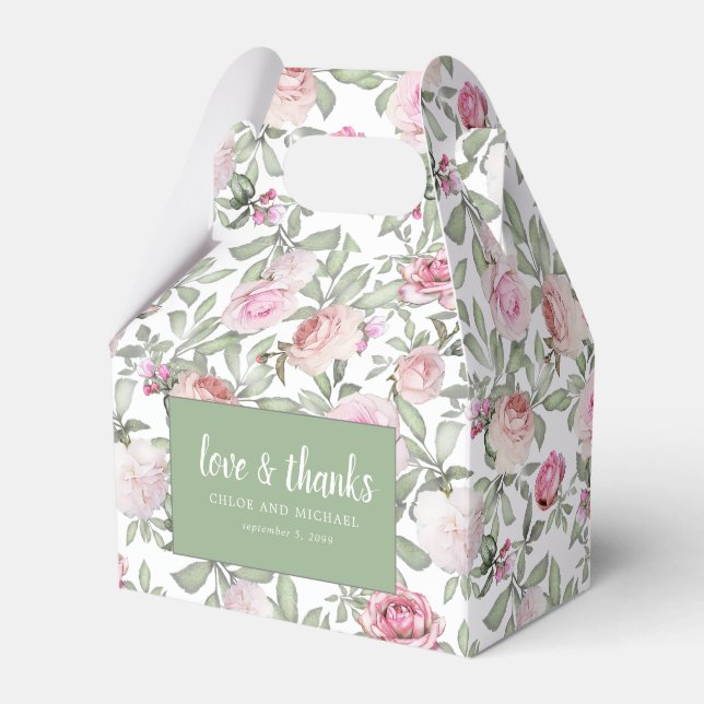 Ballotins Amour et Merci Rose Aquarelle rose Floral (Verso)