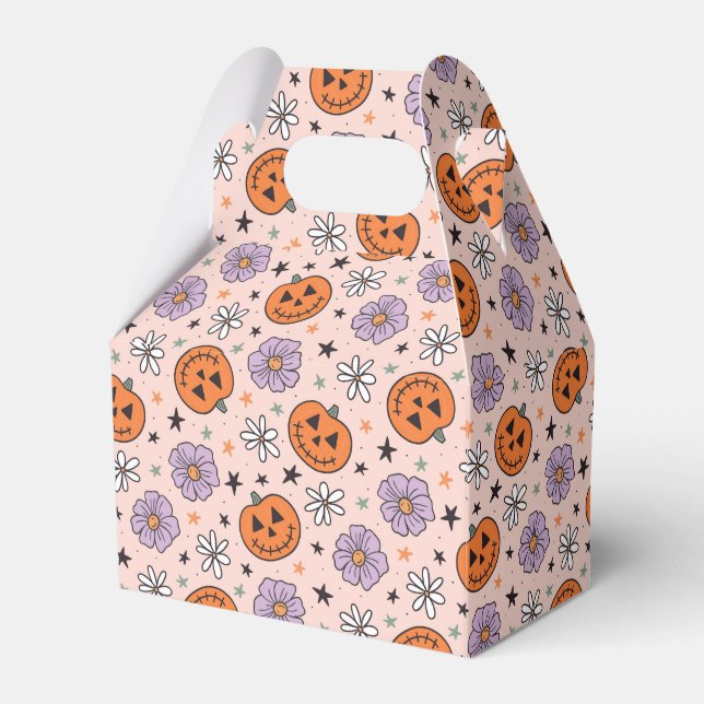 Ballotins Amusants Citrouilles d'Halloween et Fleurs Motif (Verso)