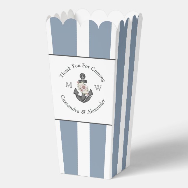 Ballotins Ancre florale à thème nautique bleu bleu blanc (Recto)