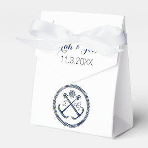 Ballotins Ancre Monogrammes, Boîte de faveur de mariage naut