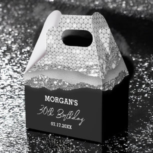 Ballotins Anniversaire Argent Noir Parties scintillant Nom M