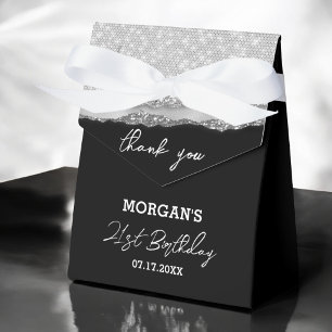 Ballotins Anniversaire Argent Noir Parties scintillant Nom M