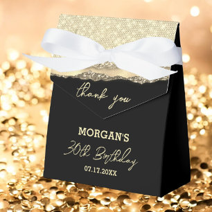 Ballotins Anniversaire Black Gold Parties scintillant Nom Me