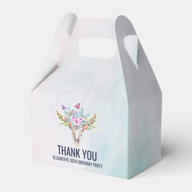 Ballotins Anniversaire Bohème Crâne avec Papillons et Fleurs (Verso)