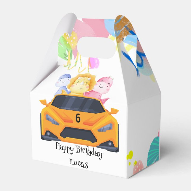 Ballotins Anniversaire Dinosaur race voiture garçon course j (Verso)