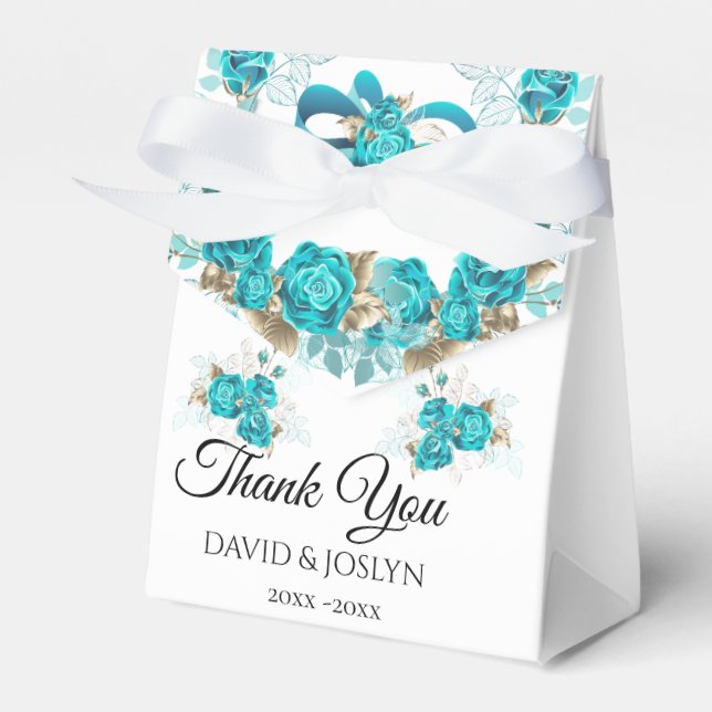 Ballotins Anniversaire du Mariage floral d'automne Turquoise (Verso)