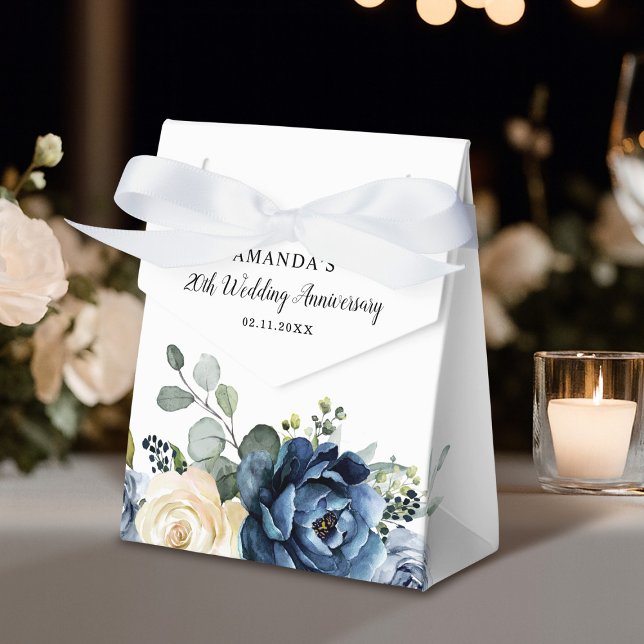 Ballotins Anniversaire Mariage de Champagne de la Marine Ble (Dusty Blue Navy Champagne Wedding Anniversary Favor Boxes)