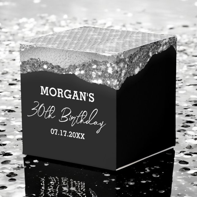 Ballotins Anniversaire Noir Argent Parties scintillant Nom M (Créateur téléchargé)
