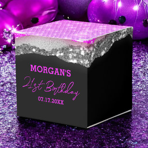 Ballotins Anniversaire Purple Argent Parties scintillant Nom